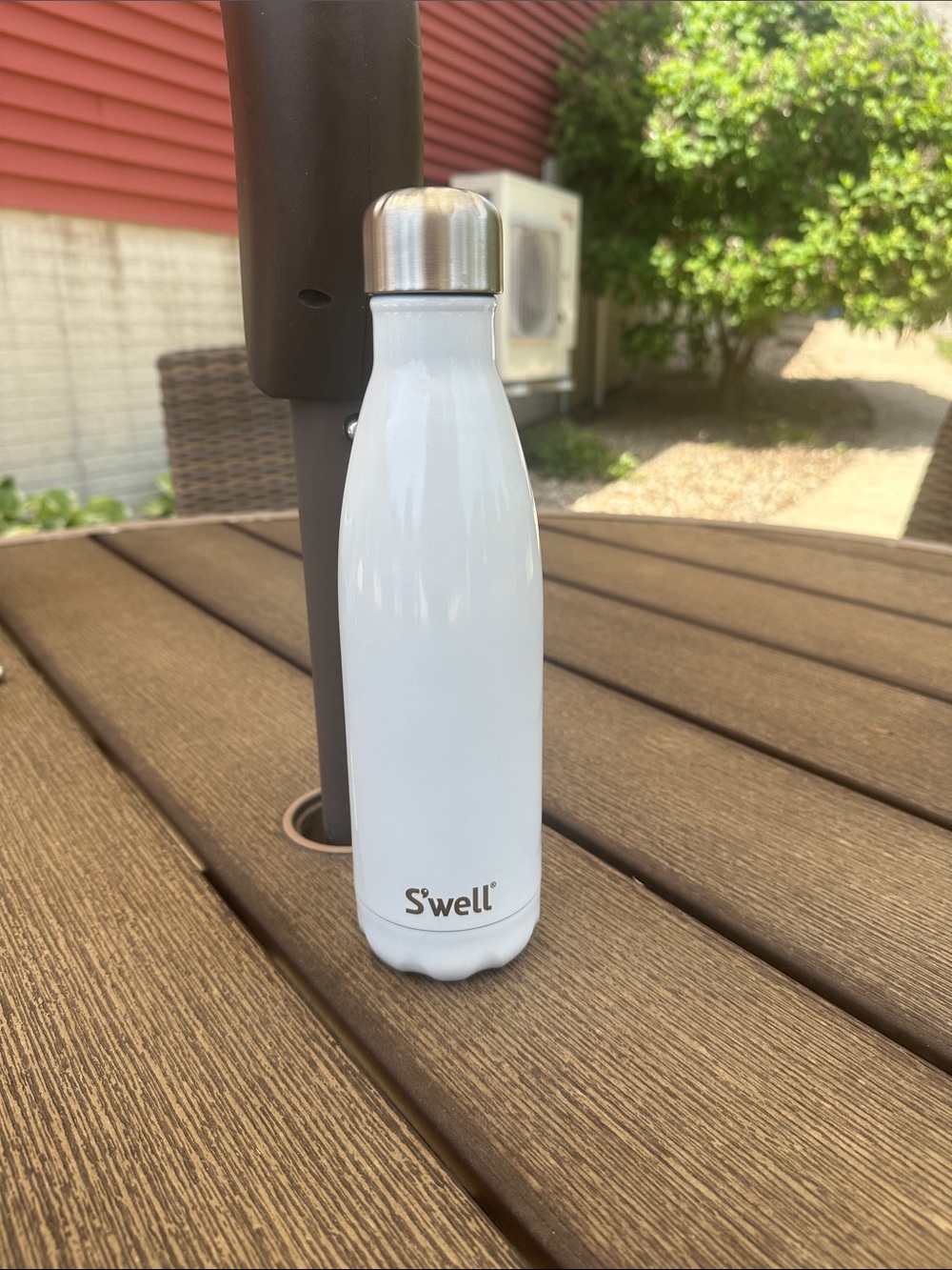 S'well White Gloss Stainless Steel Water Bottle with Silver Cap
